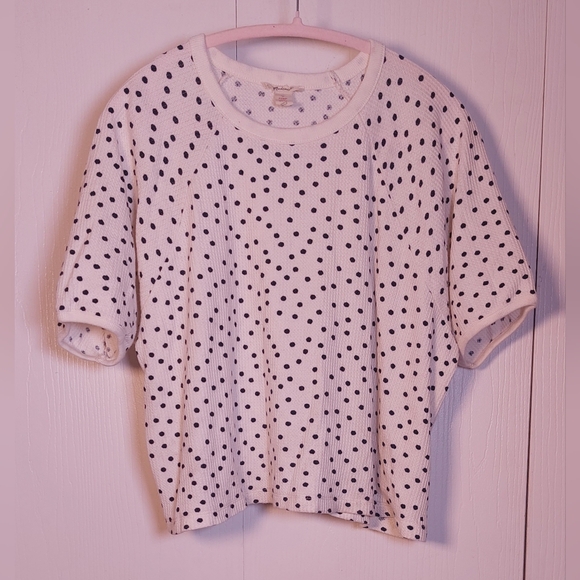 Madewell Waffle Knit Pajama Tee in Tossed Dot Size Medium 100% Cotton Comfy Soft - Picture 2 of 12